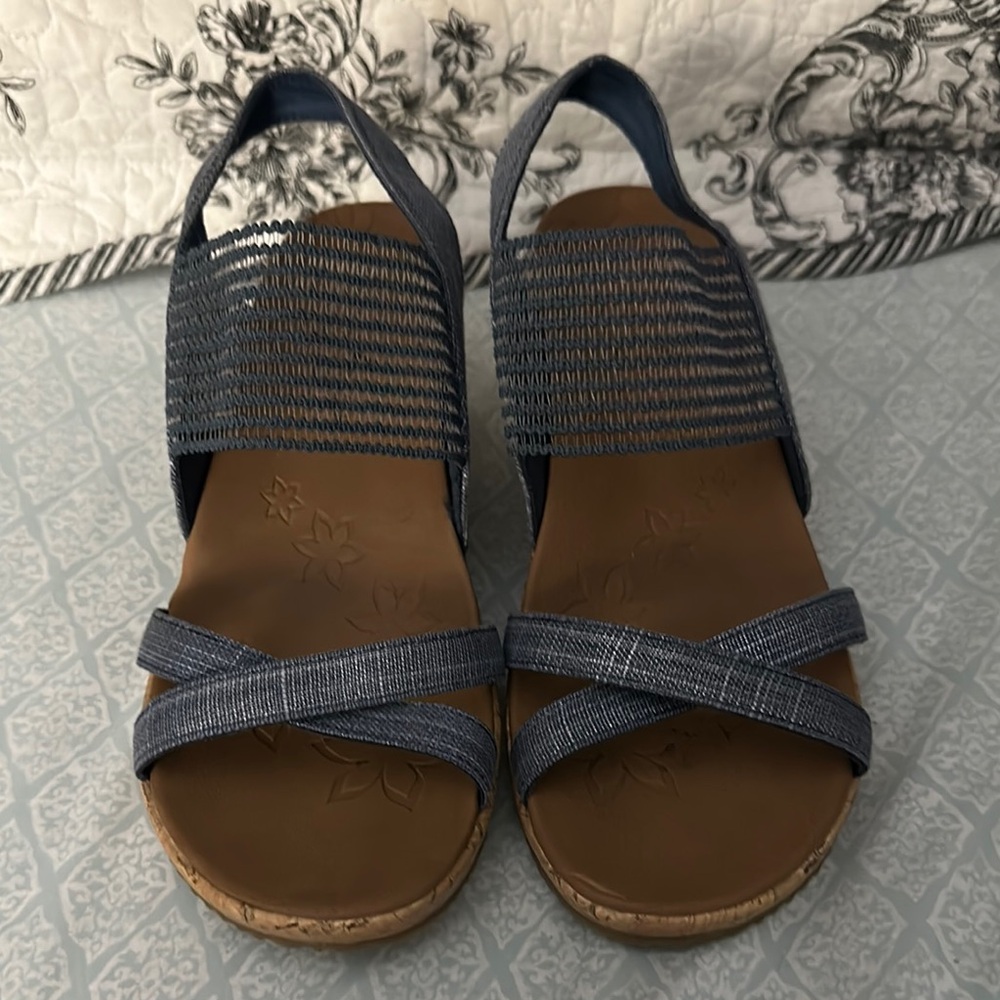 Skechers Navy and Tan Wedges